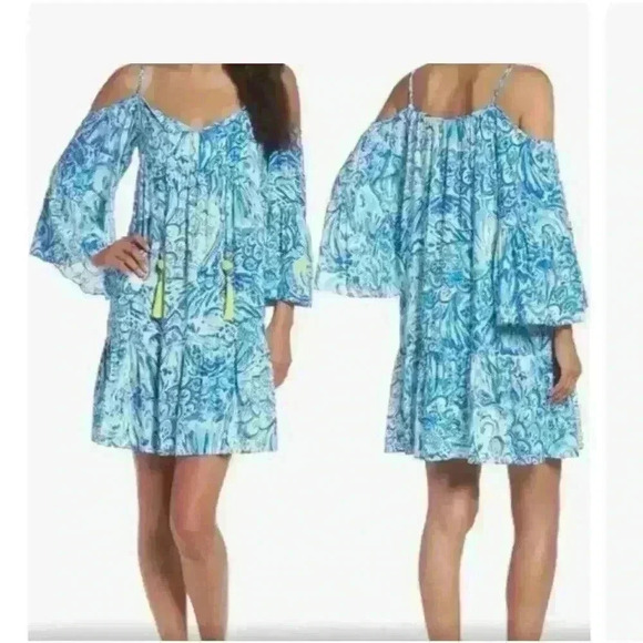 Lilly Pulitzer Dresses & Skirts - Lilly Pulitzer Alanna Swing Off Shoulder Dress Blue Crush After Party Size XXS